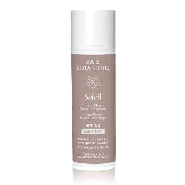 Baie Botanique - biologische minerale gezichtszonnescherm SPF 50 Lichte Tint